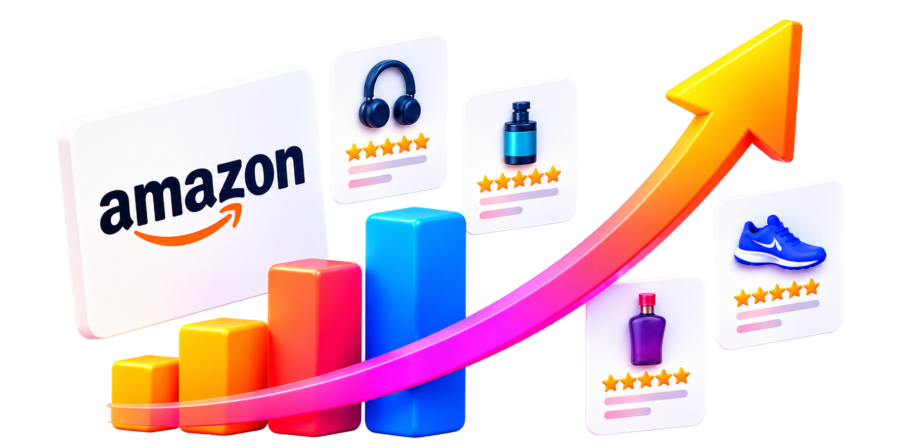 Amazon sales growth chart with five-star rated products