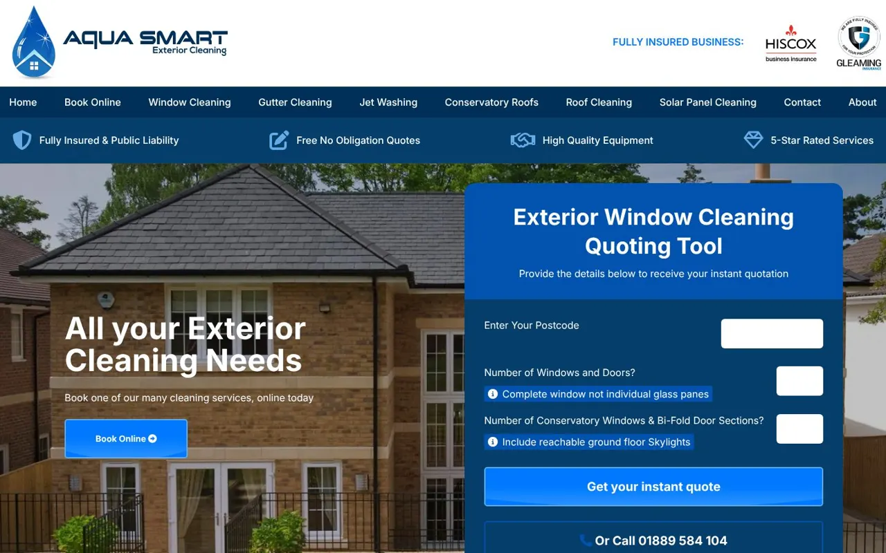 Aqua Smart UK website on desktop