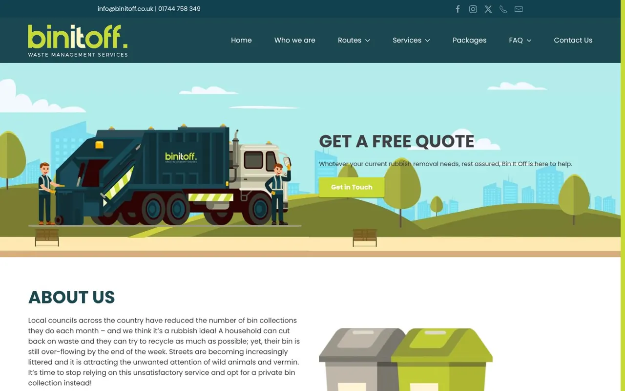 Bin It Off website on desktop