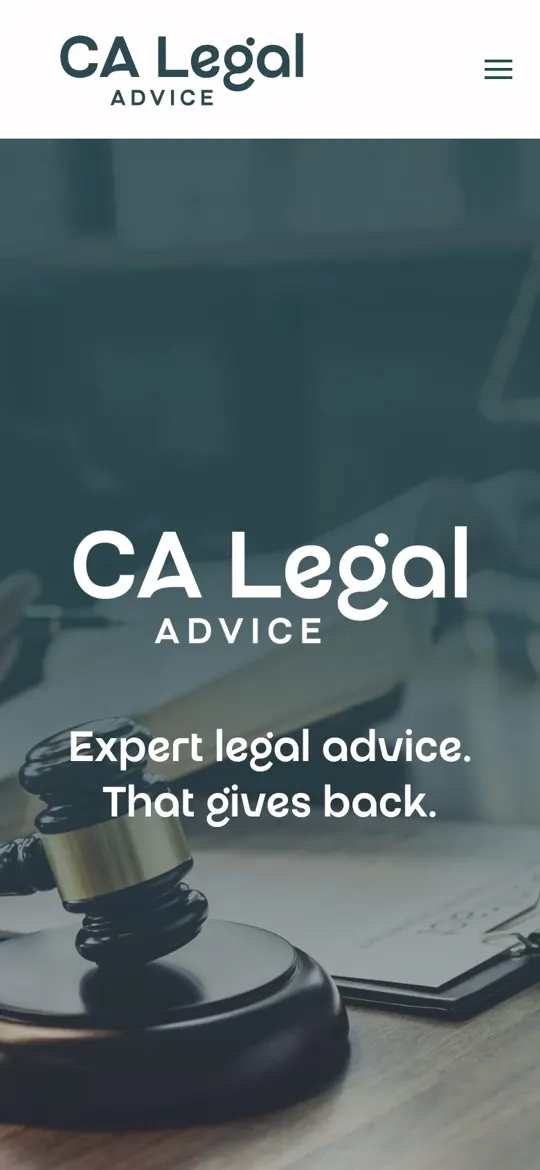 CA Legal Advice website on mobile