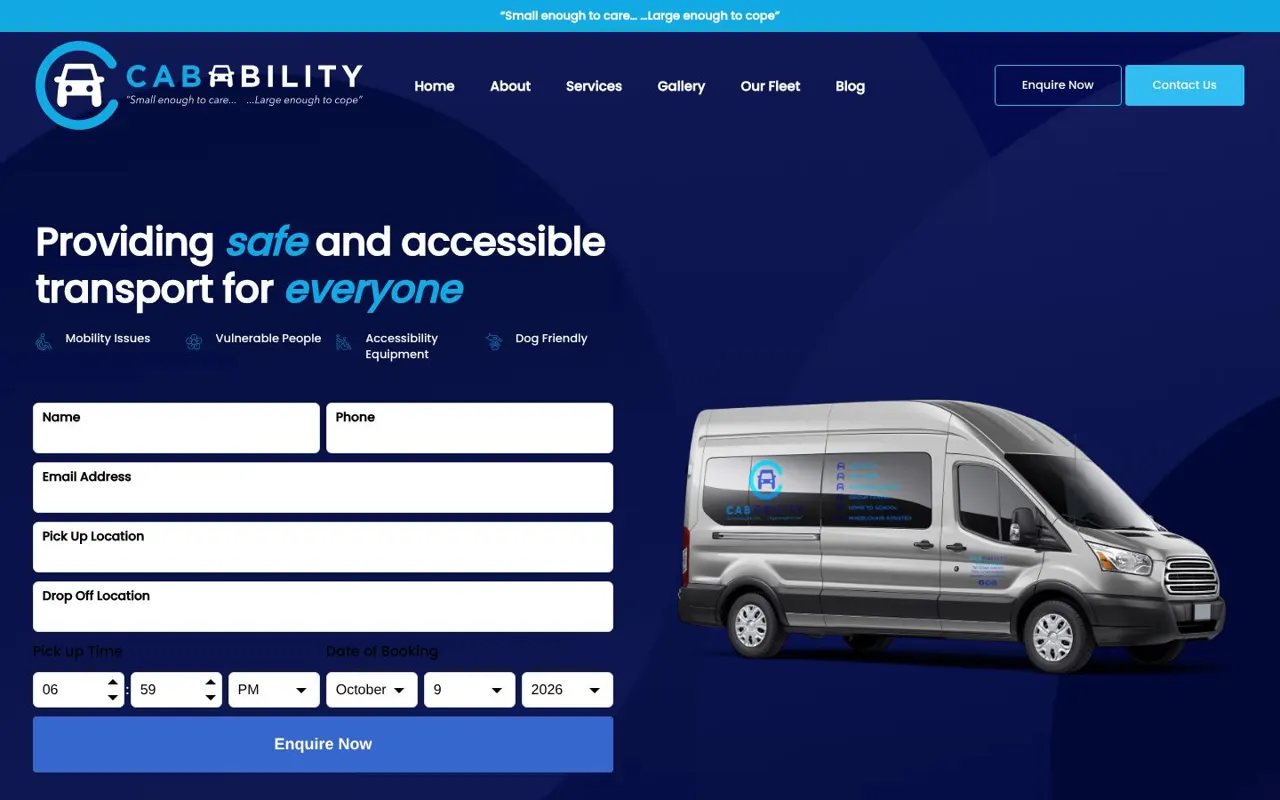 Cabability website on desktop