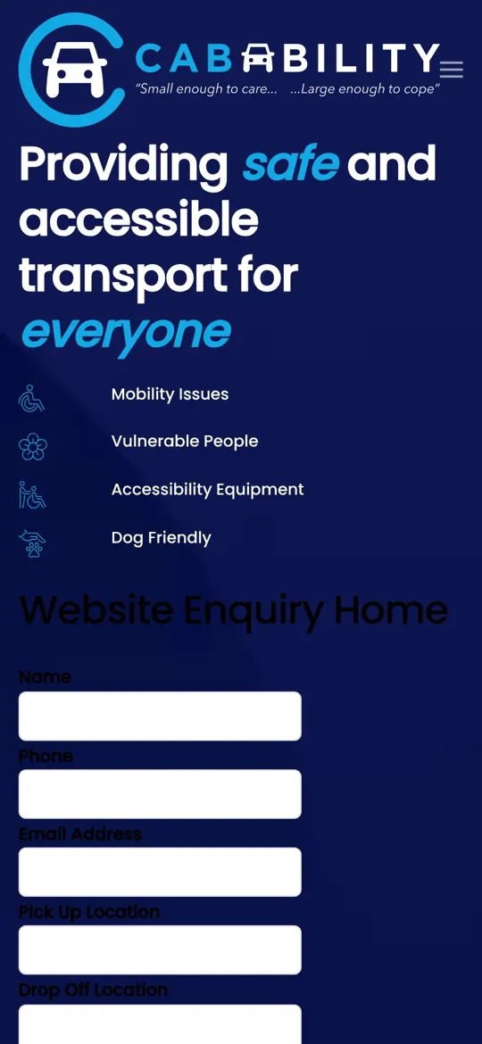 Cabability website on mobile