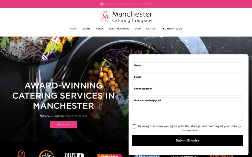 Manchester Catering website