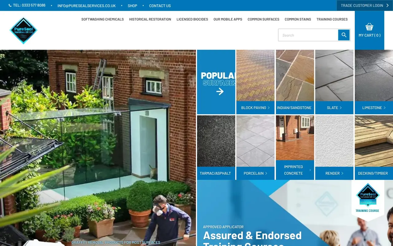 PureSeal Services UK Ltd website on desktop