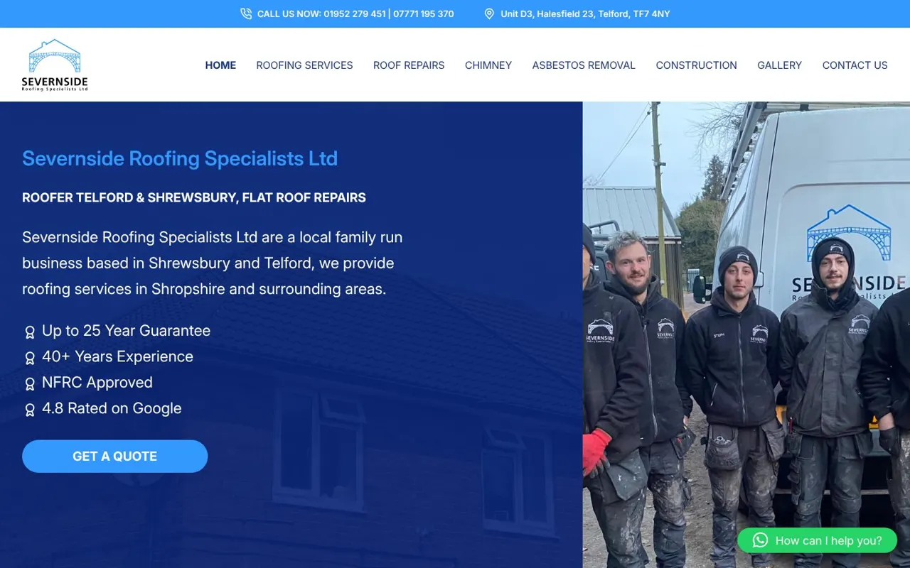 Severnside Roofing Specialists Ltd website on desktop