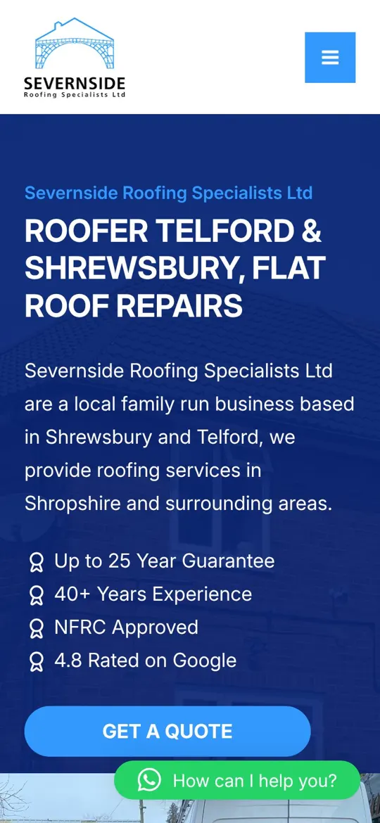 Severnside Roofing Specialists Ltd website on mobile