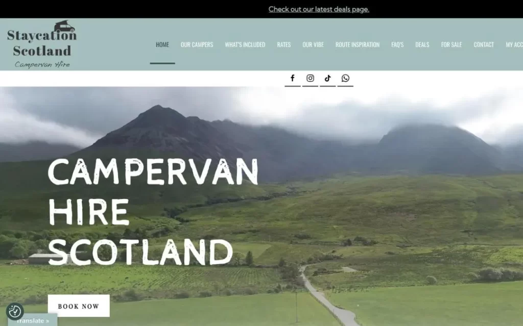 Staycation Scotland Campers website