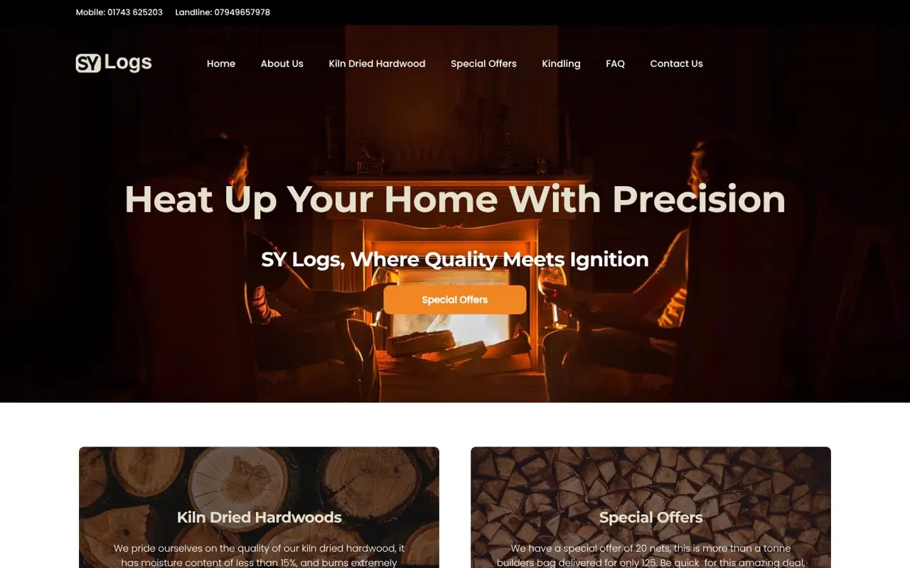 SY Logs website on desktop