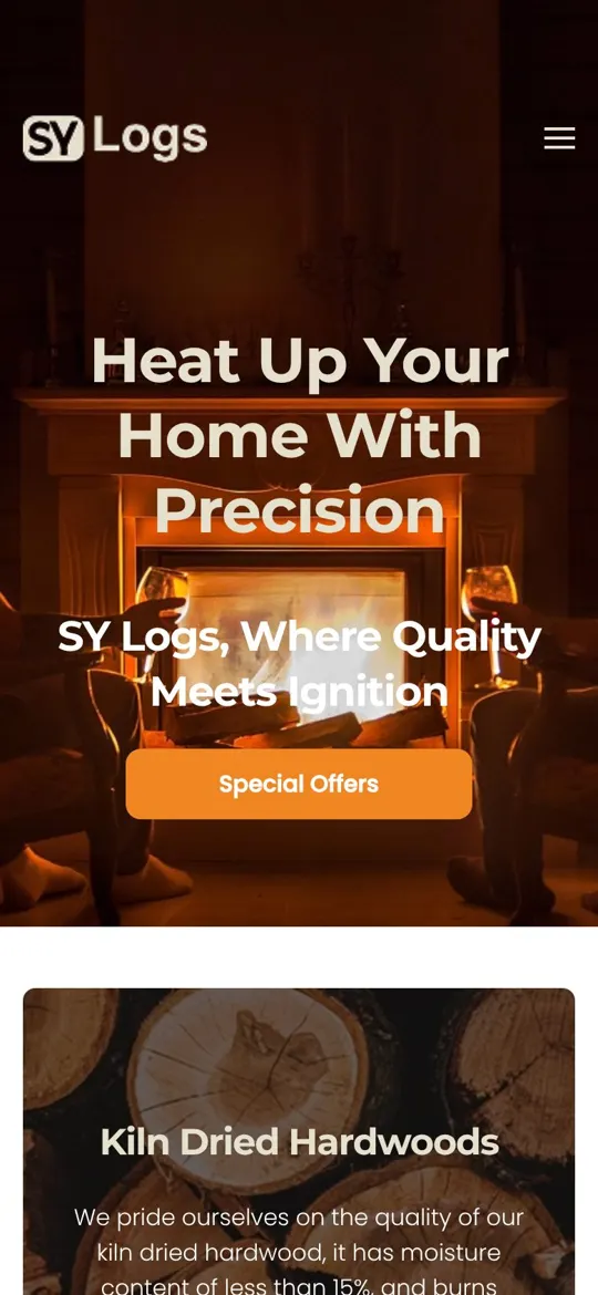 SY Logs website on mobile